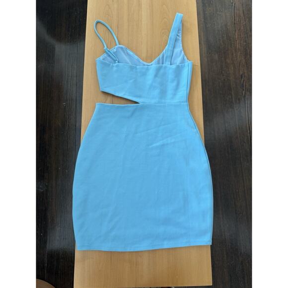 H:OURS Lambert Mini Dress Bright Blue Bodycon Cutout Women’s Size S - Picture 5 of 5